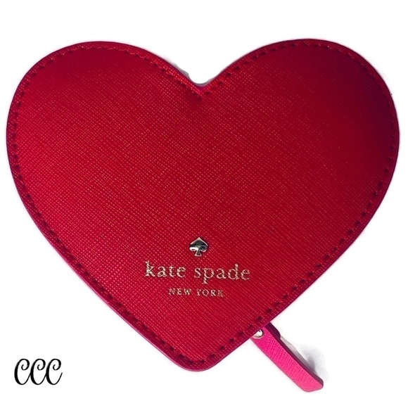 Kate Spade Heart of Gold Red Pink Coin Bag - Picture 2 of 16